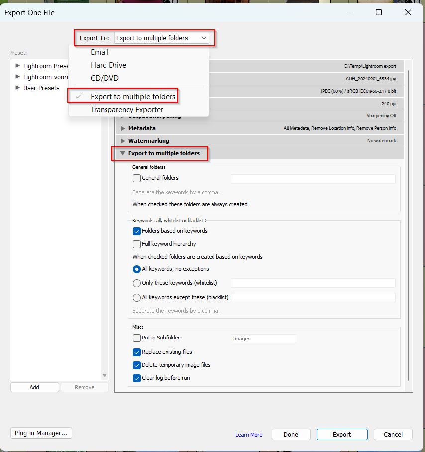 Multi Folder Exporter plug-in, LIghtroom plug-in, LightroomStatistics.com